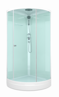 Душевая кабина Domani Spa Simple 99 V1.2 без электрики, с крышей, низкий поддон 900x900x2180 (бел. стенки, сатин мат. стекла) DS01Sm99LWM00-V1.2 