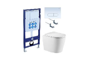 Инсталляция Aquateck Standart 50 + Унитаз подвесной Тритон VO-0832 + Кнопка смыва белая