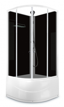 Душевая кабина Domani Spa Eco Delight Slim 99 High без крыши, без электрики, высокий поддон 900x900x2040 (чер.стенки, тонир.стекла) DS01EcDS99HBT00 