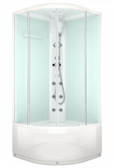 Душевая кабина Domani Spa Delight Slim 110 с электрикой, высокий поддон 1000x1000x2180 (бел. стенки, сатин мат. стекла) DS01DS110HWM10 