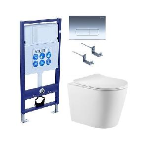 Инсталляция Aquateck Standart 50 + Унитаз подвесной Тритон VO-0832 + Кнопка смыва хром