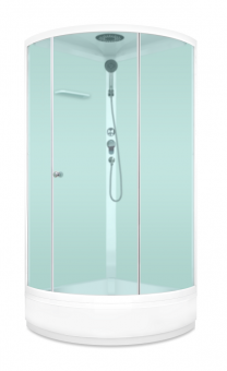 Душевая кабина Domani Spa Simple 99 mid V1.2 без электрики, с крышей, средний поддон 900x900x2180 (бел. стенки, сатин мат. стекла) DS01Sm99MWM00-V1.2  