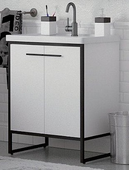 Тумба с раковиной Corozo Айрон 60 черный белый