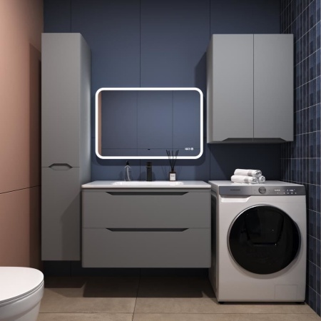 Тумба с раковиной Style Line Марелла Люкс 90 подвесная серая матовая