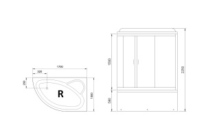 Душевая кабина RB 170ALP-C (матовое) правая 170x100x225 профиль матовый 