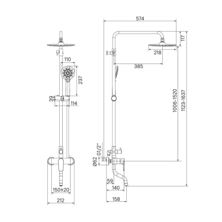 Смеситель для ванны с верхним душем, золото/белый, Cloud, IDDIS, CLOWG00i06