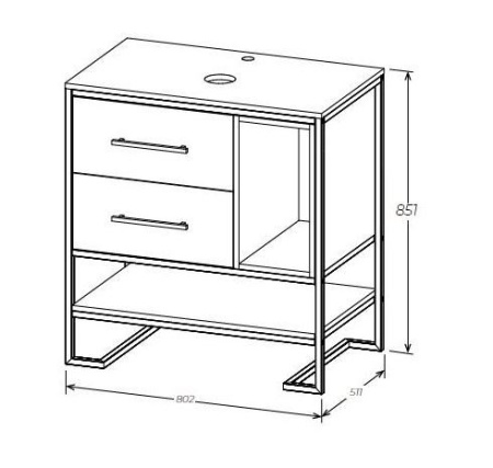 Тумба с раковиной 1Marka Grunge Loft 80Н 2я/2п дуб вотан