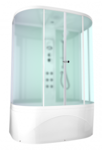 Душевая кабина Domani Spa Neat Slim с электрикой, высокий поддон 1500x810x2190 (бел. стенки, сатин мат. стекла) DS01NS158HWM10 Официальный дилер 