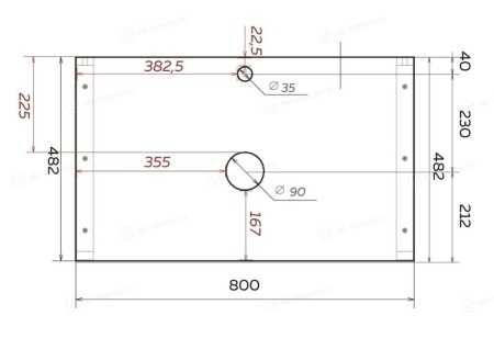 Тумба с раковиной 1Marka Grunge Loft 80П 1в.я дуб вотан (с отверстиями) (раковина Ringo 53*34 Cut)