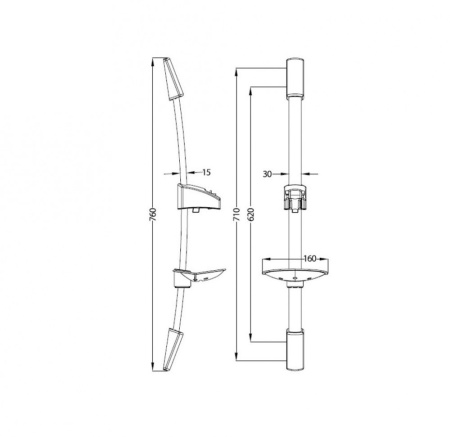 A30311 Стойка д/душа с мыльницей 760мм