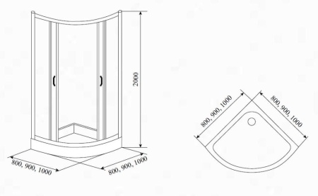 Душевой уголок Timo TL-9001 Fabric Glass 90*90*200 с поддоном