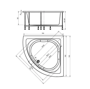 Акриловая ванна Aquatek Юпитер 150х150 полный комплект 