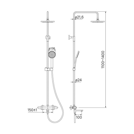 TORSBBTi06 , Cмеситель термостатический с верхним душем, Torr, ID