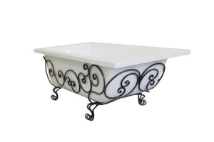 Ванна из искусственного камня Эстет Дельта 180х80 с возможностью изменения размера, с кованой подставкой (комплект)