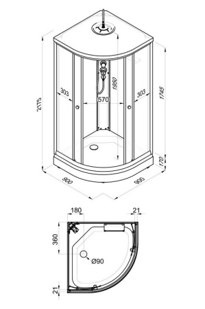 Душевая кабина Triton Грэй-Блэк 90*90 А низкий поддон тонированное стекло 
