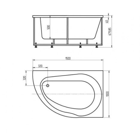 Акриловая ванна Aquatek Вирго 150х100 L полный  комплект с экраном