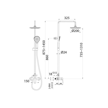 Смеситель для душа с верхней лейкой, Simp, Milardo, SIMSB1FM89