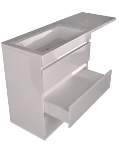 Тумба с раковиной Style Line Даллас 140 L Люкс напольная белая под стиральную машину 3 ящика
