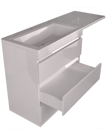 Тумба с раковиной Style Line Даллас 140 L Люкс напольная белая под стиральную машину 3 ящика