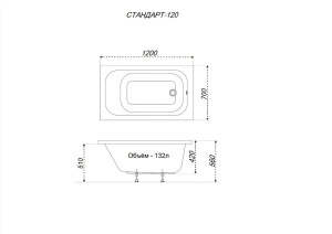 Ванна Тритон  Стандарт 120*70 в наличии
