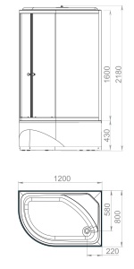 Душевая кабина Domani-Spa Delight Slim правая  128 high 120х80 см матовое стекло 