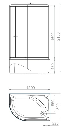Душевая кабина Domani-Spa Delight Slim правая  128 high 120х80 см матовое стекло 