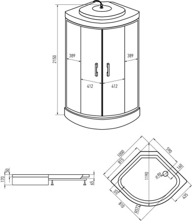 Душевая кабина Erlit ER3510P-C3-RUS 100х100х215 матовое стекло