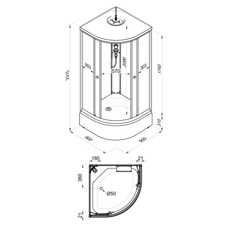 Душевая Кабина Ультра 90*90 В средний поддон  АКЦИЯ!