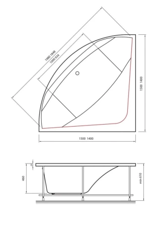 Акриловая ванна Vayer Boomerang 150х150 комплект 