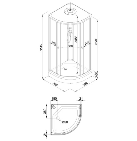 Душевая Кабина Ультра 80*80А (ДН4) низкий поддон 