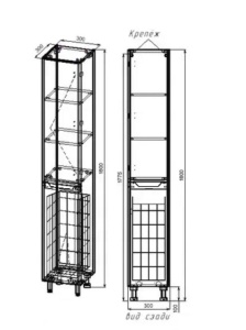 Пенал Style Line Марелла 30 L с бельевой корзиной антискрейтч белый глянец