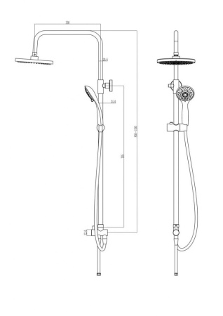 Душевой гарнитур с верхней лейкой, Milardo, 2403F21M76
