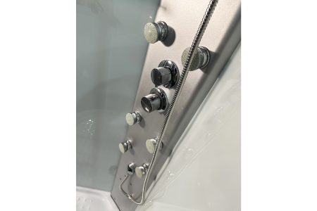 Душевая кабина RB 100HKST-WT (белое/прозрачное) стекло 6мм с хамамом 100х100х217