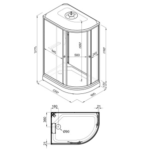 Душевая кабина Triton Коралл Лайт А 120х80  левая низкий поддон 