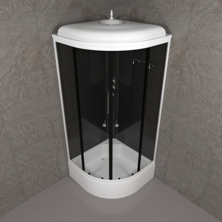 Кабина душевая Triton ТОП В 90х90, средний поддон черная стойка