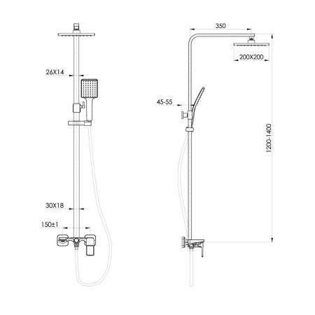 Смеситель с верхним душем, черный, Bild, IDDIS, BILBL1Fi06