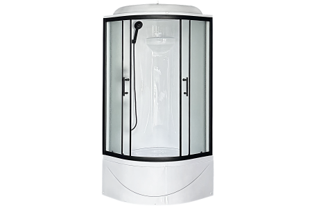 Душевая кабина Practic RB 90BK1-M-BL (матовое) 90x90x217 задняя стенка акриловая  профиль черный 