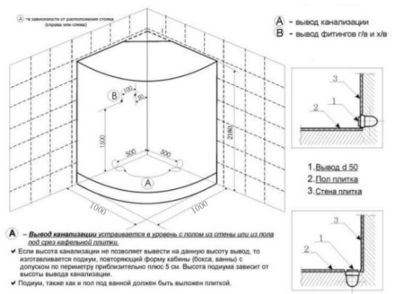 Душевая кабина Deto EM4510 100х100х208 с контурной подсветкой без крыши