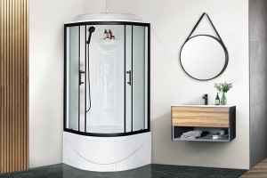 Душевая кабина Practic RB 90BK1-M-BL (матовое) 90x90x217 задняя стенка акриловая  профиль черный 