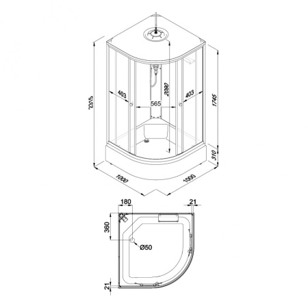 Душевая Кабина Тритон  Лайт 100*100 В (ДН4) средний поддон  