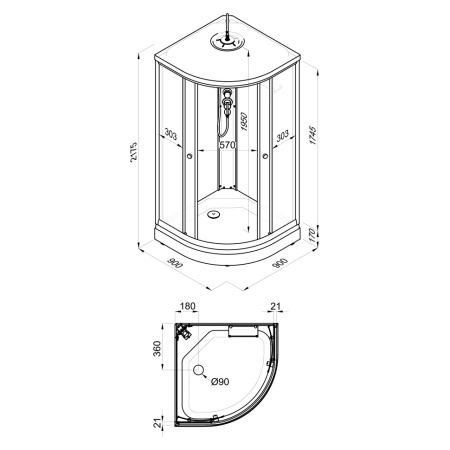Душевая Кабина Тритон  Мозаика 90*90 А  ДН4 низкий поддон 