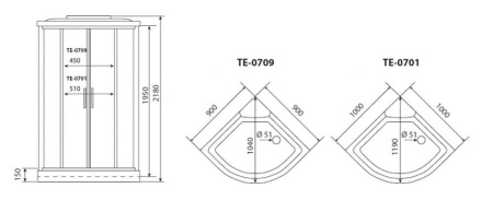 Душевая кабина Timo Eco TE-0709 90х90х218