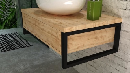 Тумба с раковиной 1Marka Grunge Loft 70П 1в.я дуб вотан (с отверстиями) (раковина Ringo 53*34 Cut)