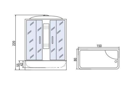 Душевая кабина River Nara 150/80/55 МТ 150х80х220