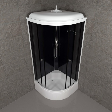 Кабина душевая Triton ТОП В 90х90, средний поддон черная стойка