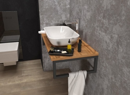 Столешница с раковиной 1Marka Grunge Loft 100 дуб вотан с раковиной (раковина Ringo 53*34 Cut)