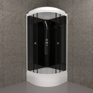 Кабина душевая Triton ТОП В 90х90, средний поддон черная стойка