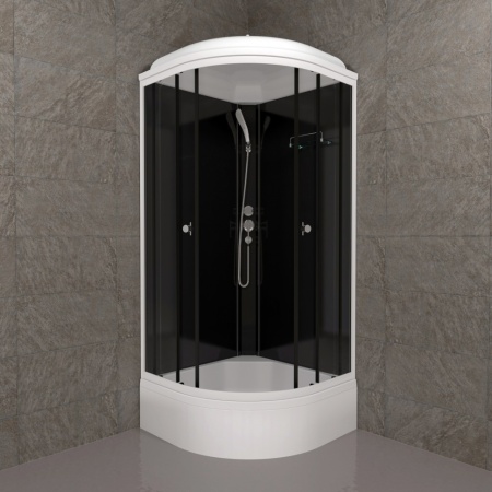 Кабина душевая Triton ТОП В 90х90, средний поддон черная стойка