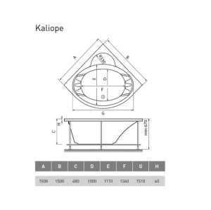 Акриловая ванна Vayer Kaliope 150х150 комплект