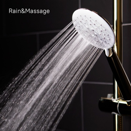 Смеситель для ванны с верхним душем, золото/белый, Cloud, IDDIS, CLOWG00i06